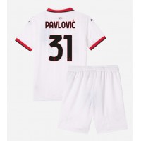 AC Milan Strahinja Pavlovic #31 Udebane Trøje Børn 2024-25 Kortærmet (+ Korte bukser)